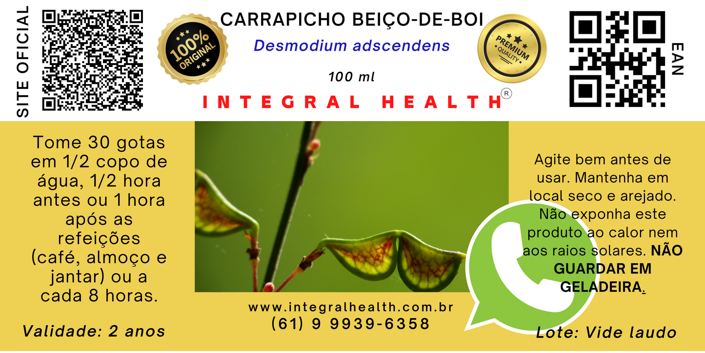 Carrapicho-beiço-de-boi - 200 ml - Problemas femininos (útero e ovários) e, principalmente, Asma, Bronquite, Bronquiolite, Sinusite, Apneia do Sono, DPOC etc. - Desmodium adscendens