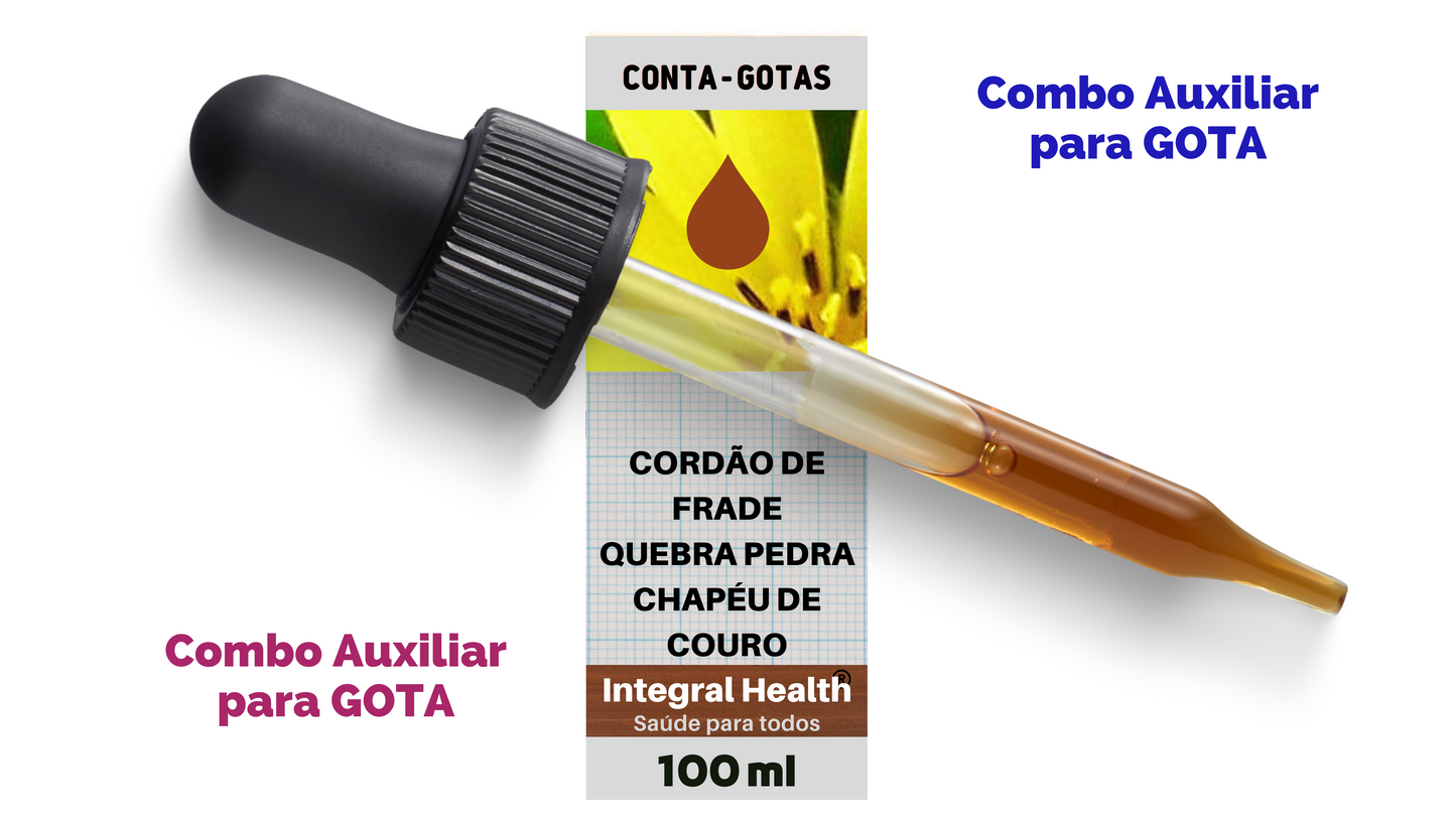 Quebra-pedra, Chapéu de Couro, Cordão de Frade, 200 ml - Problemas respiratórios, gota, ureia e creatinina elevadas, ácido úrico, dores reumáticas, infecções urinárias e problemas uterinos, estimulante da vesícula e no combate a diarreias.