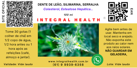 Salve seu Fígado #2 [Antioxidante, Diurético, Colesterol, Esteatose, Hepatites, Cirrose, Vitiligo, Depressão, Neuroprotetor, Câncer etc.] 200 ml (2 frascos de 100 ml em vidro âmbar) - Dente de Leão, Cardo Mariano (Silimarina), Erva Botão e Picão Preto.