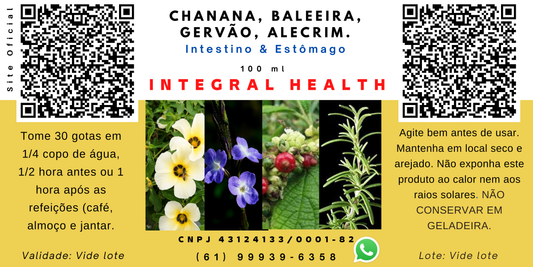 Doença de Crohn, Retocolite Ulcerativa, Síndrome do Intestino Irritável, Infecções do Intestino, Doença Celíaca, Diverticulite, Pólipos, Colite Isquêmica, Hemorróidas, Câncer do Intestino, 200 ml - Chanana, Baleeira, Gervão, Alecrim