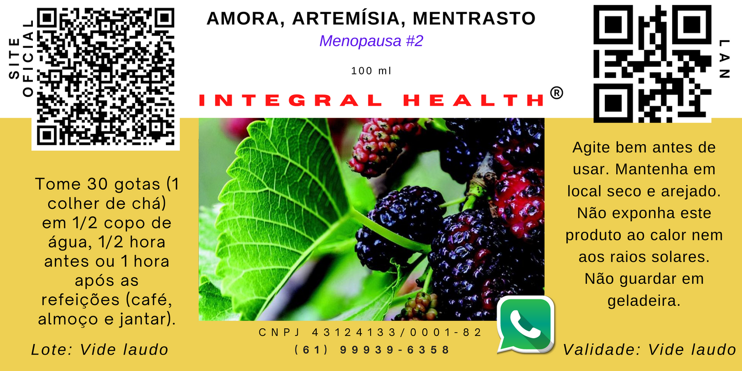 Menopausa #2, 200 ml (2 frascos de 100 ml em vidro âmbar) - Amora, Artemísia e Mentrasto