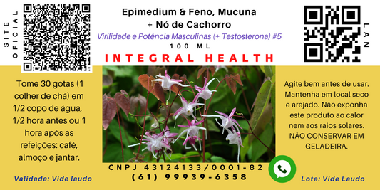Testosterona #5, Afrodisíaco, Libido, Função Erétil, Fertilidade, Menopausa, Menstruações Irregulares, Cólicas, Diabetes, Equilíbrio Hormonal, Massa Muscular etc. Epimedium Feno Grego, Mucuna + Nó de cachorro e, opcionalmente, Beterraba.