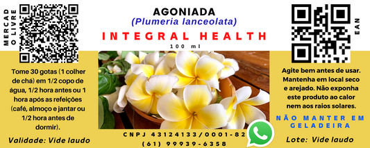 Agoniada, 200 ml (2 frascos de 100 ml em vidro âmbar) - Himatanthus lancifolius ou Plumeria lanceolata