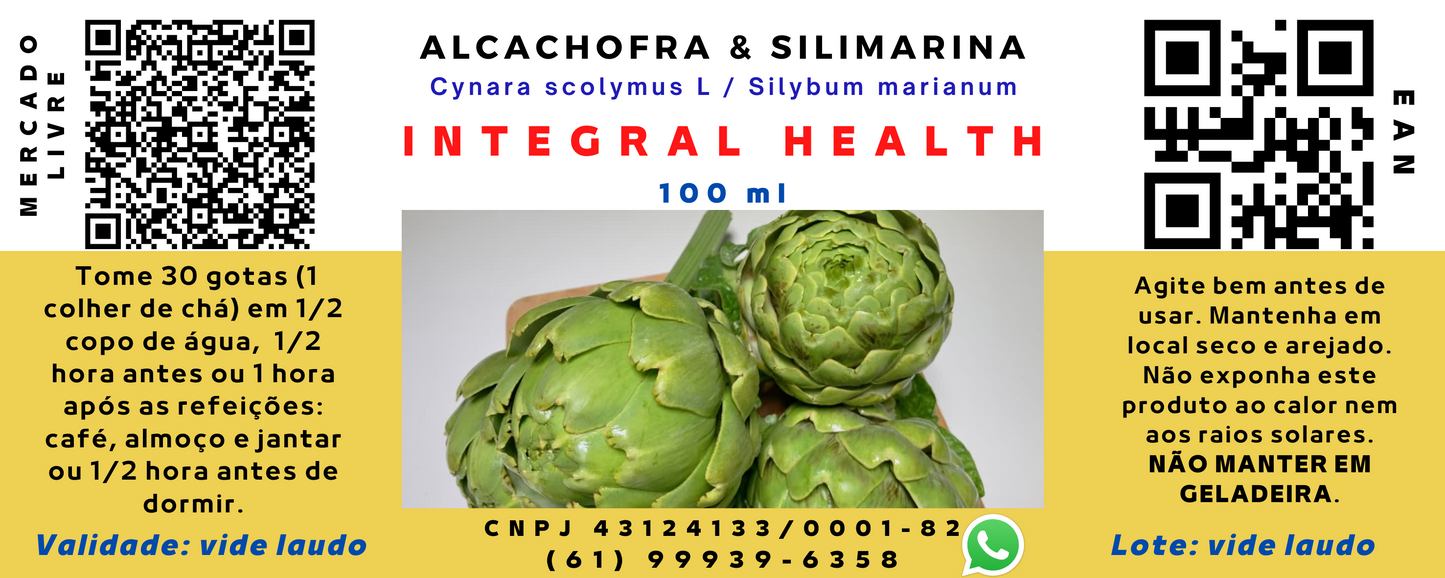 Alcachofra & Silimarina, 200 ml (2 frascos de 100 ml em vidro âmbar) - Cynara scolymus L. & Silybum marianum