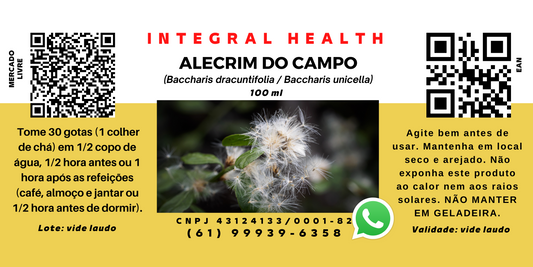 Alecrim Do Campo, 200 ml (2 frascos de 100 ml em vidro âmbar) - Baccharis dracuntifolia/unicella