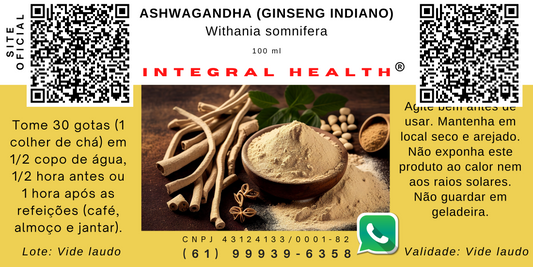 Ashwagandha (Hipotireoidismo), 200 ml (2 frascos de 100 ml em vidro âmbar) - Withania somnifera