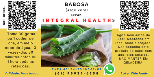 Babosa (Aloe vera), 200 ml (2 frascos de 100 ml em frascos de vidro âmbar)