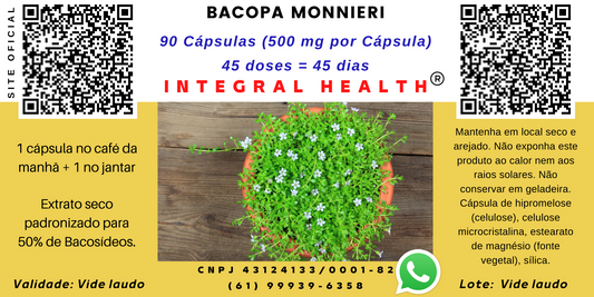 Bacopa monnieri, 200 ml (2 frascos de 100 ml em vidro âmbar) - Autismo, Memória, Inteligência, Alzheimer, Parkinson, TDA, TDHA etc. Tempo de uso: 45 dias.