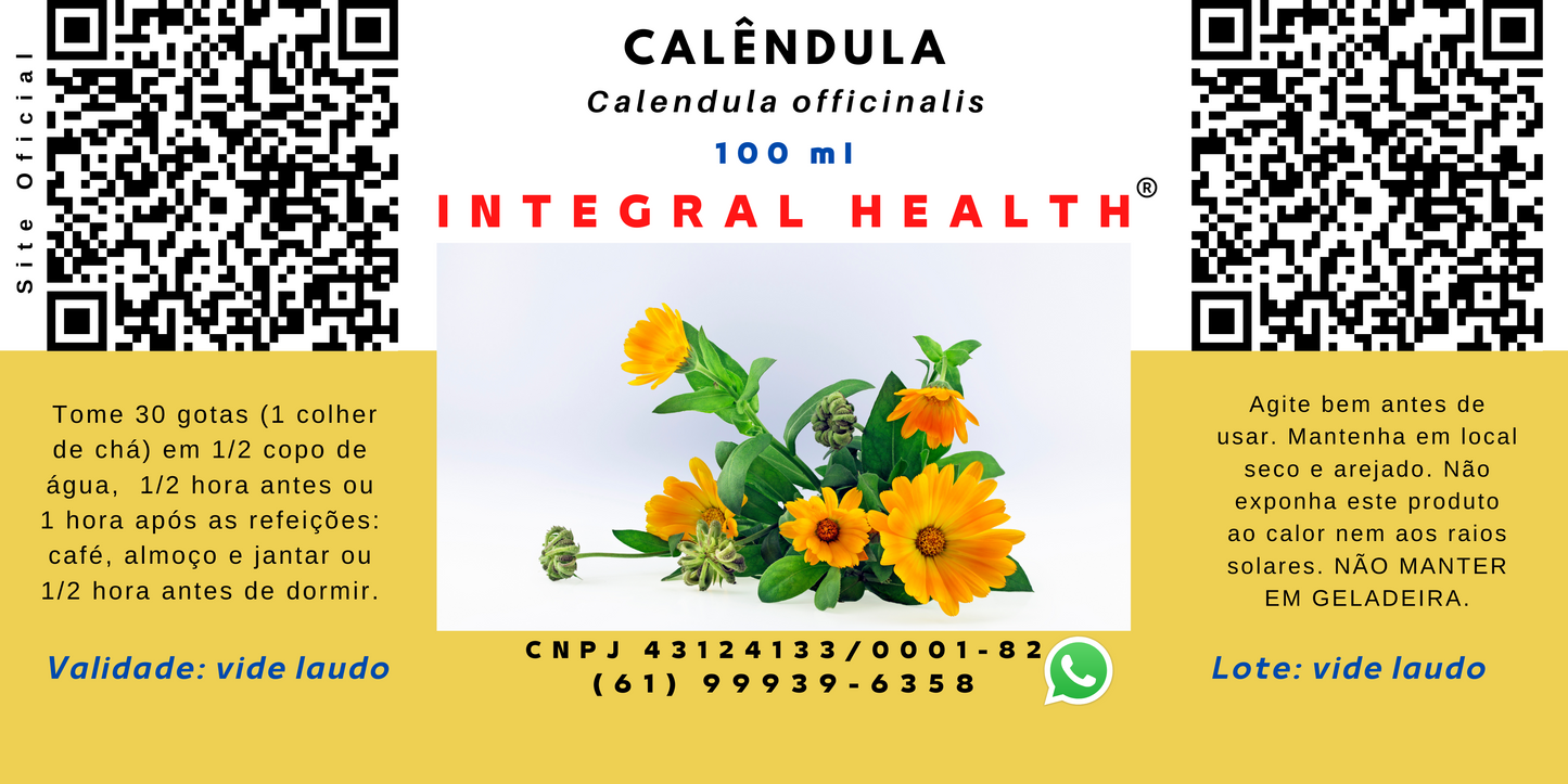 Calêndula, 200 ml (2 frascos de 100 ml em vidro âmbar) - Calendula officinalis