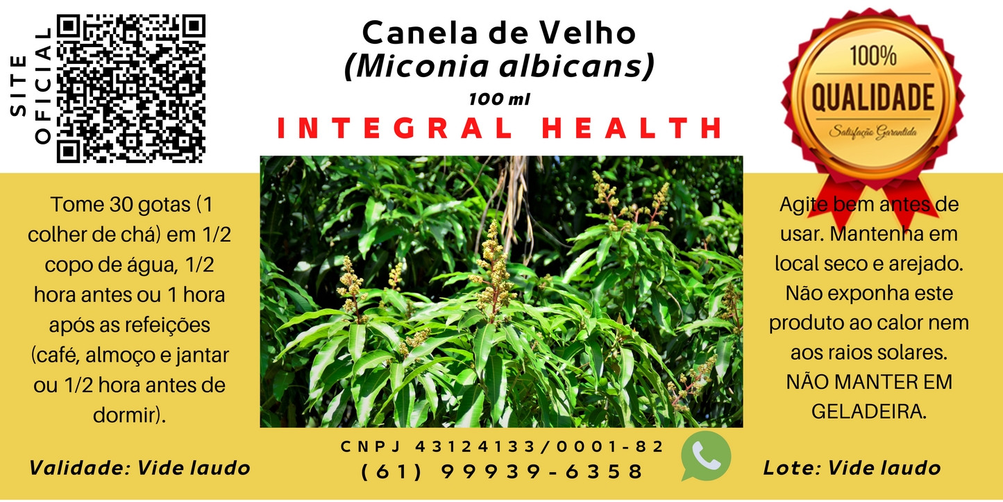 Canela de Velho, 200 ml - Miconia albicans - Antioxidante, Anti-inflamatória, Analgésica, Artrite, Reumatismo, Artrose, Fibromialgia, Hepatoprotetora etc.
