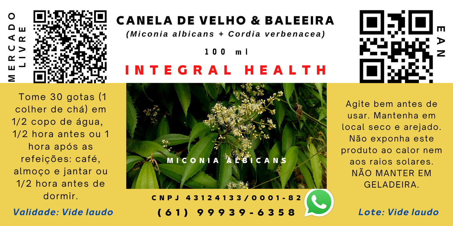 Canela de Velho & Baleeira, 200 ml (2 frascos de 100 ml em vidro âmbar) - Miconia albicans e Cordia verbenacea