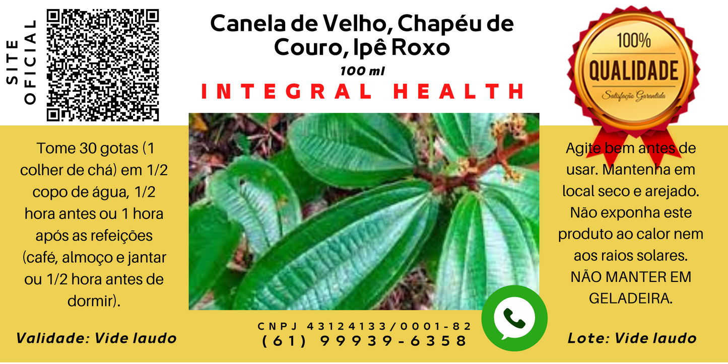 Canela de Velho, Chapéu de Couro, Ipê Roxo, 200 ml - Miconia albicans, Echinodorus grandiflorum, Tabebuia heptaphylla - Artrite, Reumatismo, Artrose, Problemas Articulares, etc.