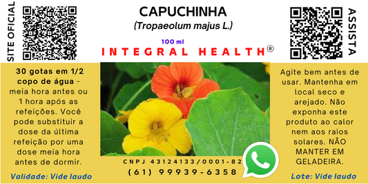 Capuchinha, 200 ml (2frascos de 100 ml em vidro âmbar) - Tropaeolum majus L.