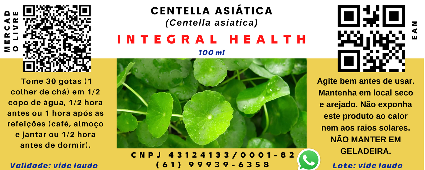 Centella Asiática - 200 ml (2 frascos de 100 ml em vidro âmbar) - Centella asiatica