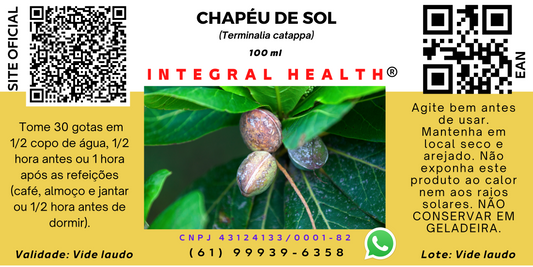 Chapéu de Sol, 200 ml (2 frascos de 100 ml em vidro âmbar) - Terminalia catappa. Para conhecer todos os benefícios, leia a descrição e assista os vídeos.
