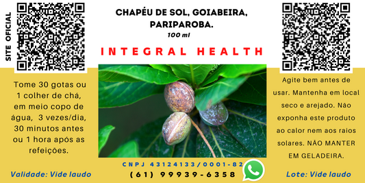 Chapéu de Sol, Folha de Goiabeira e Pariparoba, 200 ml - Terminalia catappa, Psidium guajava e Pothomorphe umbellata. Para conhecer todos os benefícios, leia a descrição e assista os vídeos.