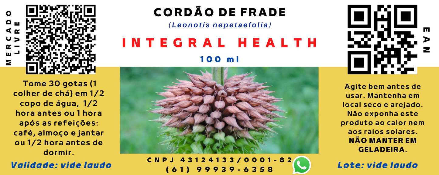 Cordão de Frade, 200 ml - Problemas respiratórios - Gripes, resfriados, bronquites, asma e outros Gota, ureia e creatinina elevadas, ácido úrico, dores reumáticas, infecções urinárias e problemas uterinos, estimulante da vesícula e no combate a diarreias.