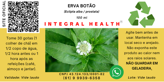 Erva Botão, 200 ml (2 frascos de 100 ml em vidro âmbar) - (Fígado, Rins e Estômago, Antialérgica, Antidepressiva, Diabetes, Câncer Hipertensão, Aterosclerose, Emagrecimento, HIV, Colesterol,  Isquemia, AVC, Alzheimer, Osteoporose, Antiofídica etc.)