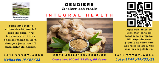 Gengibre, 200 ml (2 frascos de 100 ml em vidro âmbar) - Zingiber officinale