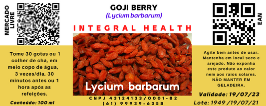 Goji Berry, 200 ml - Diabetes, Doenças Neurodegenerativas e Cardiovasculares, Ação anticancerígena, Glaucoma, Colesterol, Hipertensão, Disfunção Erétil, Infertilidade, Envelhecimento, Hepatite, Rins, Asma, Gripes e Resfriados etc.