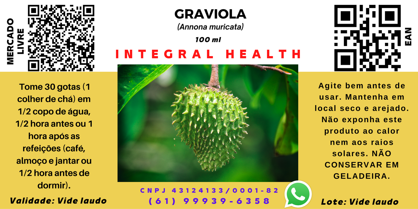 Graviola, 200 ml (2 frascos de 100 ml em vidro âmbar) - Annona muricata