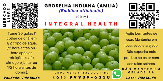 Groselha Indiana, 200 ml (2 frascos de 100 ml em vidro âmbar) - Emblica officinalis / Phyllanthus emblica