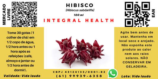 Hibisco, 200 ml (2 FRASCOS DE 100 ML EM VIDRO ÂMBAR)- Hibiscus sabdariffa