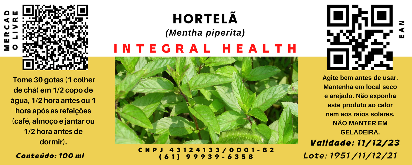 Hortelã / Menta (Mentha piperita) 200 ml - Digestão e Conforto Intestinal, Alívio Respiratório, Ação Analgésica, Calmante e Ansiedade, Cuidados com a Pele, Síndrome do Intestino Irritável (SII), Congestão Nasal e Sinusite ETC.