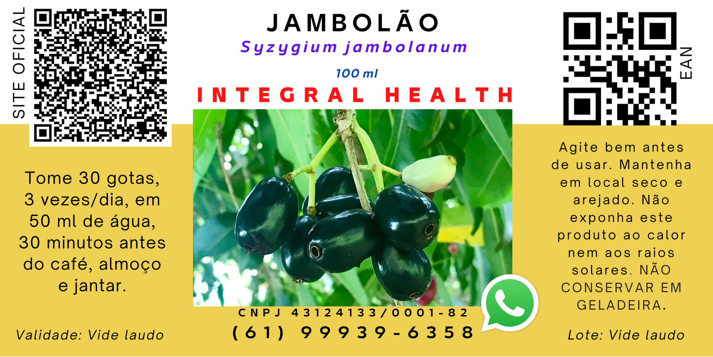 Jambolão (Diabetes e H. Pylori), 200 ml (2 frascos de 100 ml em vidro âmbar) - Syzygium jambolanum