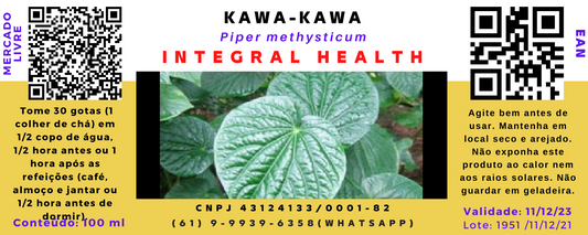 Kawa-Kawa (Kava-Kava ou Kava), 200 ml (2 frascos de 100 ml em vidro âmbar) - Piper methysticum - Neuroprotetor, desmame de benzodiazepínicos (dependência química), tensão nervosa, atualização, irritabilidade, ansiedade, insônia... Casos leves e moderados.