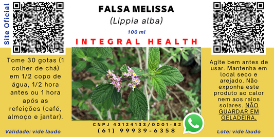 Lippia alba (Erva Cidreira, Verbena brasileira), 200 ml (2 frascos de 100 ml em vidro âmbar) - Calmante, rejuvenescedora, protetora do estômago, úlceras, catarro, cólicas intestinais e uterinas