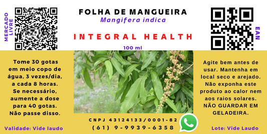 Folhas de Mangueira, 200 ml (em 2 frascos de 100 ml em vidro âmbar)