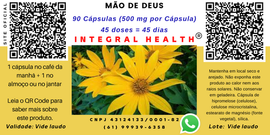 Mão de Deus (Margaridão, Flor do Amazonas), 200 ml (2 frascos de 100 ml em vidro âmbar) - Antialcoólica, Antifumo, Síndrome de Abstinência, Anti-inflamatória, Analgésica, Malária, Tremores, Fígado, Rins, Estômago, Azia e Gases - Tithonia diversifolia