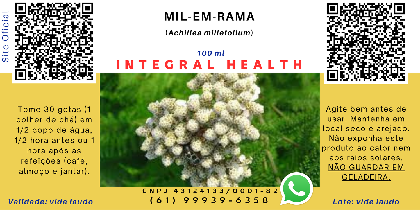 Mil-em-Rama, 200 ml (2 frascos de 100 ml em vidro âmbar) - Achillea milefolium