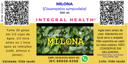 Milona, 200 ml - Antialérgica, Asma, Bronquite, Sinusite, Rinite, Gripe e Resfriados, Ansiedade  Depressão, Insônia, Síndrome do Pânico, Gastrite, Diabetes, Fibromialgia, Artrite etc. (2 frascos de 100 ml em vidro âmbar)