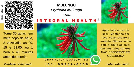 Mulungu OU Valeriana - 200 ml - Ansiedade, Agitação e histeria, Bipolaridade, Briquismo, Bruxismo, Convulsões, Depressão, Enrijecimento muscular, Enxaqueca, Epilepsia, Estresse pós-traumático, Hipertensão, Insônia, Síndrome do pânico, TPM