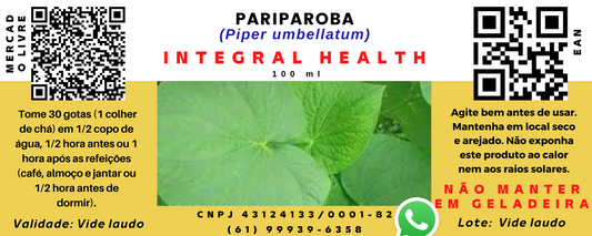 Pariparoba, 200 ml (2 frascos de 100 ml em vidro âmbar) - Piper umbellatum