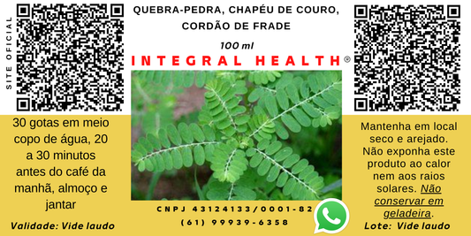 Quebra-pedra, Chapéu de Couro, Cordão de Frade, 200 ml - Problemas respiratórios, gota, ureia e creatinina elevadas, ácido úrico, dores reumáticas, infecções urinárias e problemas uterinos, estimulante da vesícula e no combate a diarreias.