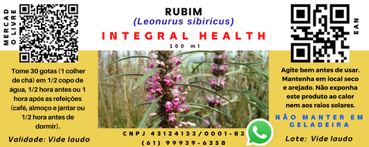 Rubim (Erva Macaé), 200 ml (2 frascos de 100 ml em vidro âmbar) - Leonurus sibiricus