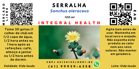 Serralha, 200 ml (2 frascos de 100 ml em vidro âmbar) - Sonchus oleraceus - Antioxidante, anti-inflamatória, vitiligo, câncer, diabetes, colesterol, ansiedade etc.