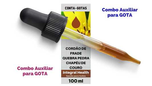 Gota e Ácido Úrico, 200 ml (2 frascos de 100 ml em vidro âmbar) - Quebra-pedra, Chapéu de Couro, Cordão de Frade