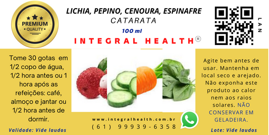 Buraco Macular, Catarata, Cegueira Noturna, 200 ml (2 frascos de 100 ml em vidro âmbar) - Lichia, Triphala, Pepino, Cenoura, Espinafre