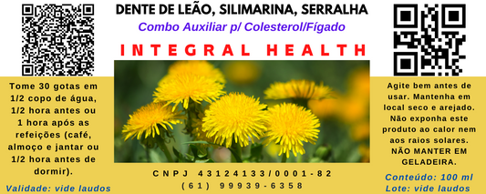 Salve seu Fígado! [Colesterol, Esteatose, Hepatites, Cirrose etc.] 200 ml (2 frascos de 100 ml em vidro âmbar) - Dente de Leão, Cardo Mariano (Silimarina), Erva Botão e Picão Preto.