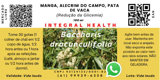 DIABETES #2 - Redução da Glicemia, 200 ml (2 frascos de 100 ml em vidro âmbar) - Mangueira, Alecrim do Campo, Pata de Vaca.