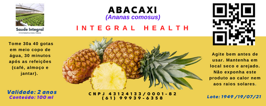 Abacaxi (Bromelina), 200 ml, (2 fiascos de 100 ml em vidro âmbar) - Ananas comosus