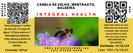 Canela de Velho, Mentrasto, Erva Baleeira, 200 ml (2 frascos de 100 ml em vidro âmbar) - Miconia albicans, Ageratum conyzoides, Cordia verbenacea