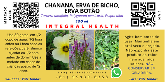 Chanana, Erva Botão, Erva de Bicho,  200 ml (2 frascos de 100 ml, vidro âmbar) - VEJA TODOS OS BENEFÍCIOS NA DESCRIÇÃO DO PRODUTO.