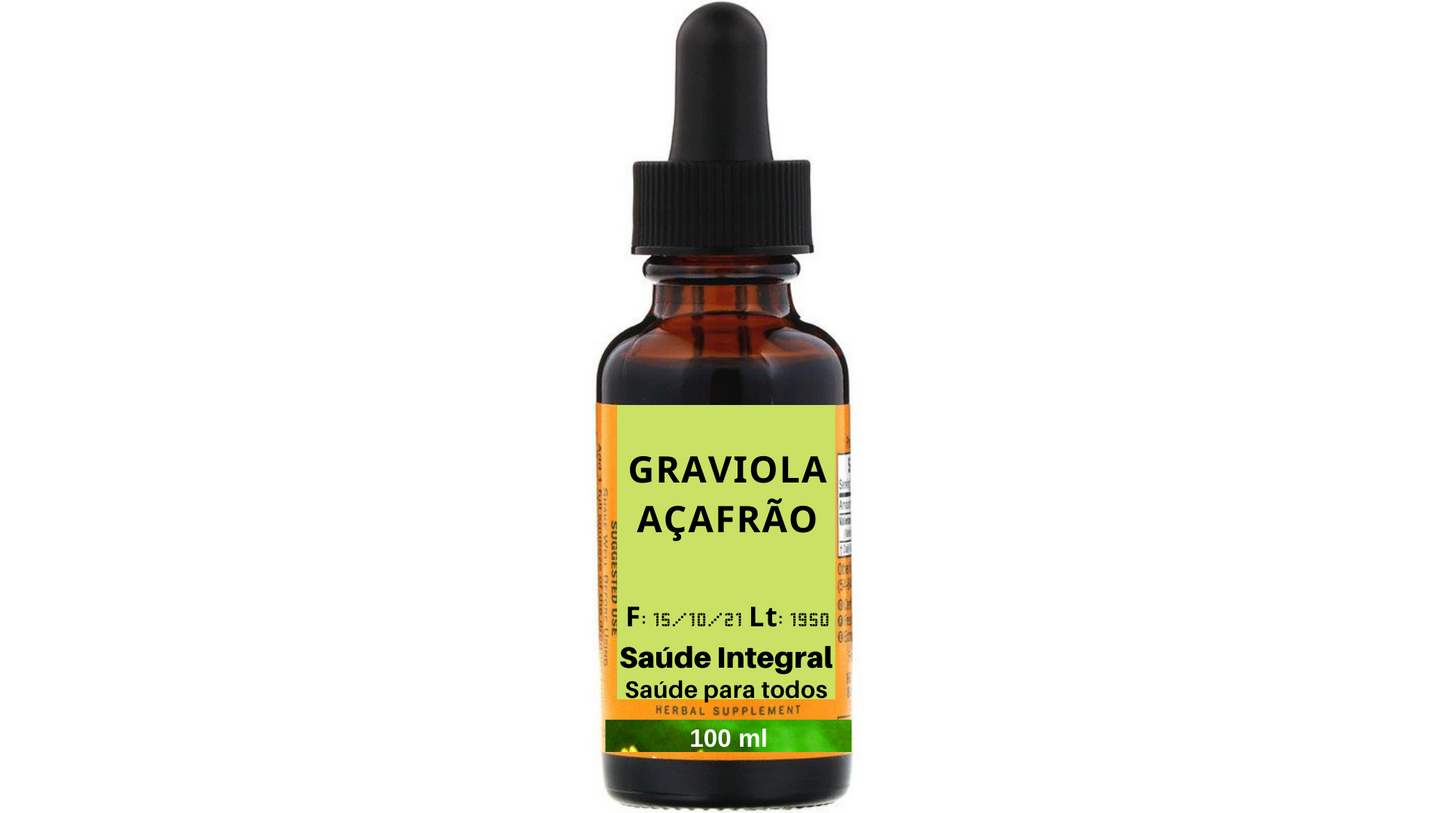 Graviola e Açafrão, 200 ml (2 frascos de 100 ml em vidro âmbar)- Annona muricata e Curcuma longa