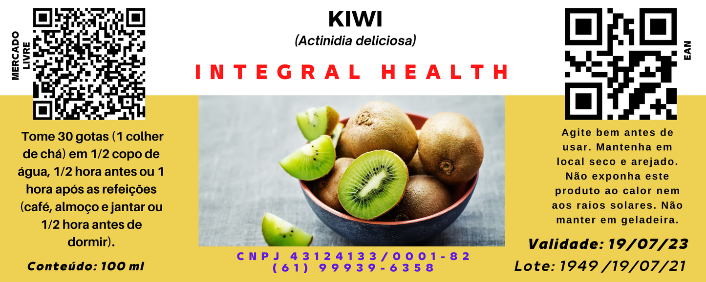 Kiwi (Quiuí) Amarelo, 200 ml - Imunidade, Diabetes, Asma, Tosse Noturna, Colesterol, Emagrecimento, Pressão Arterial, Insônia, Pele, Digestão, Constipação, Artrite, Degeneração Macular, Catarata e outras doenças dos olhos, Energia etc.