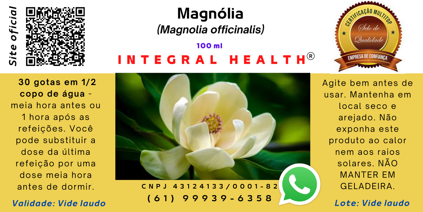 Magnólia, 200 ml (2 frascos de 100 ml em vidro âmbar) - Magnolia officinalis